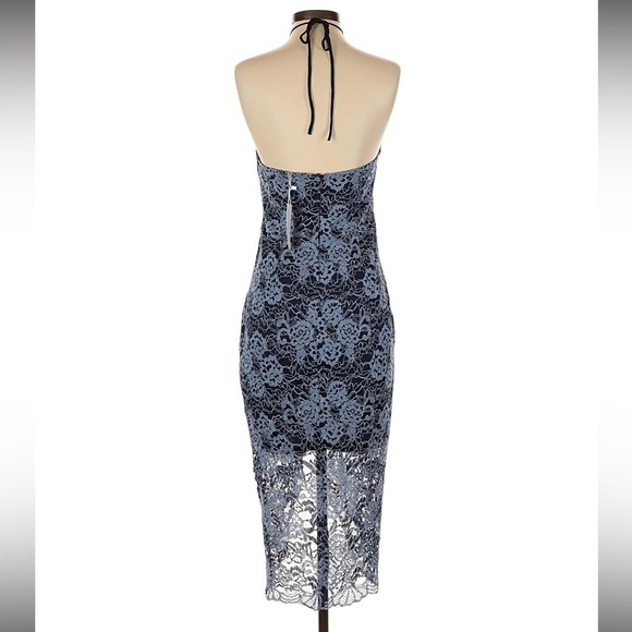 Aeom Sleeveless Halter Blue Lace Midi Dress - Picture 2 of 6